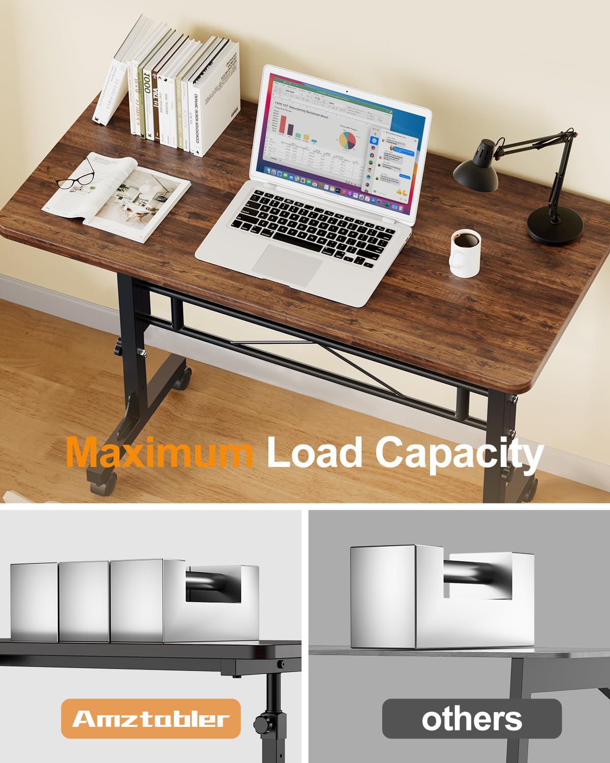 Small Standing Desk Adjustable Height, Mobile Stand up Desks with Wheels, 32 Inch Portable Rolling Small Computer Desks, Portable Laptop Desk Wood Rustic