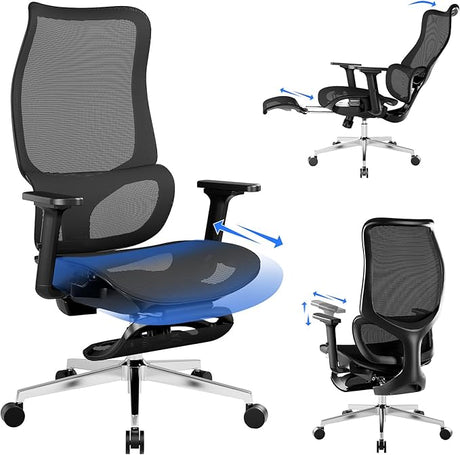 Office Chair with Footrest, Ergonomic Office Executive Chair with Adjustable Seat