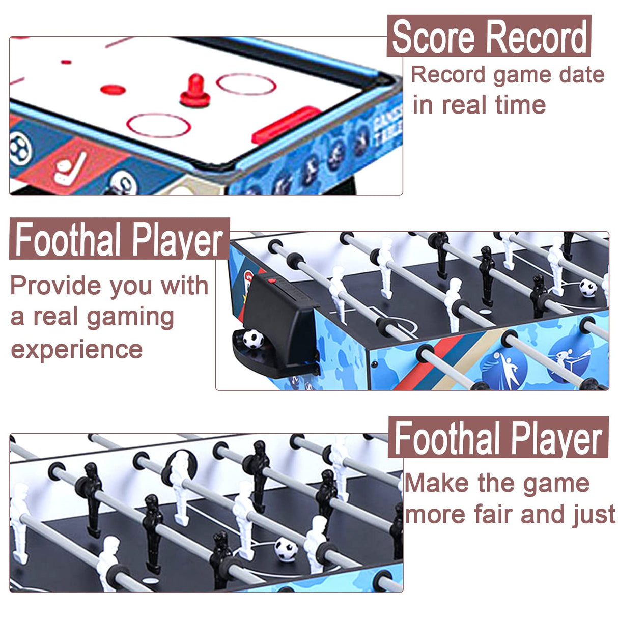 4 in 1 Multi Game Table 4 FT Combo Game Table Set w/Pool/Snooker,Soccer Foosball