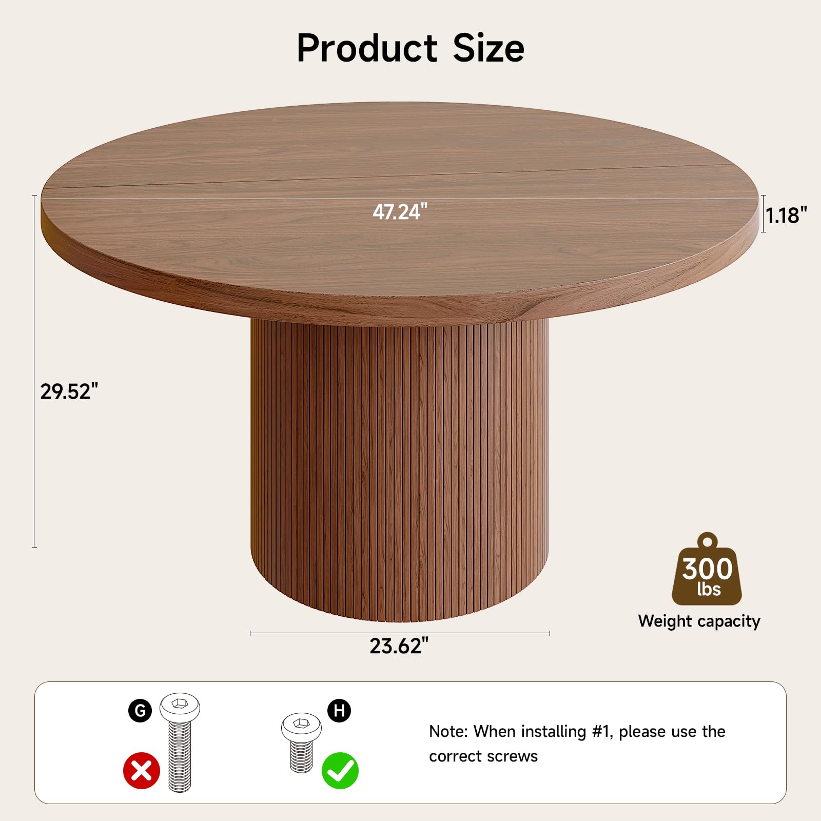 47 Inch Round Dining Table for 4