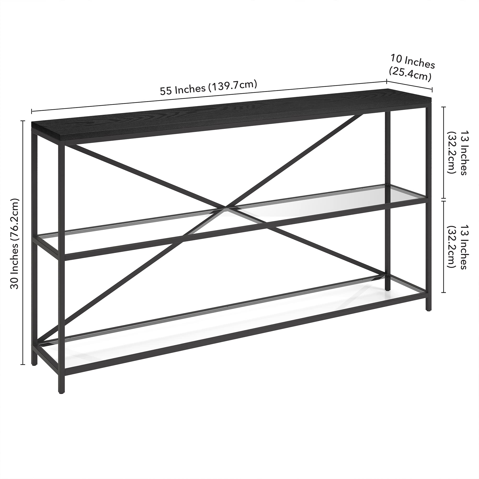Fionn Console Table, 55" Wide, Black