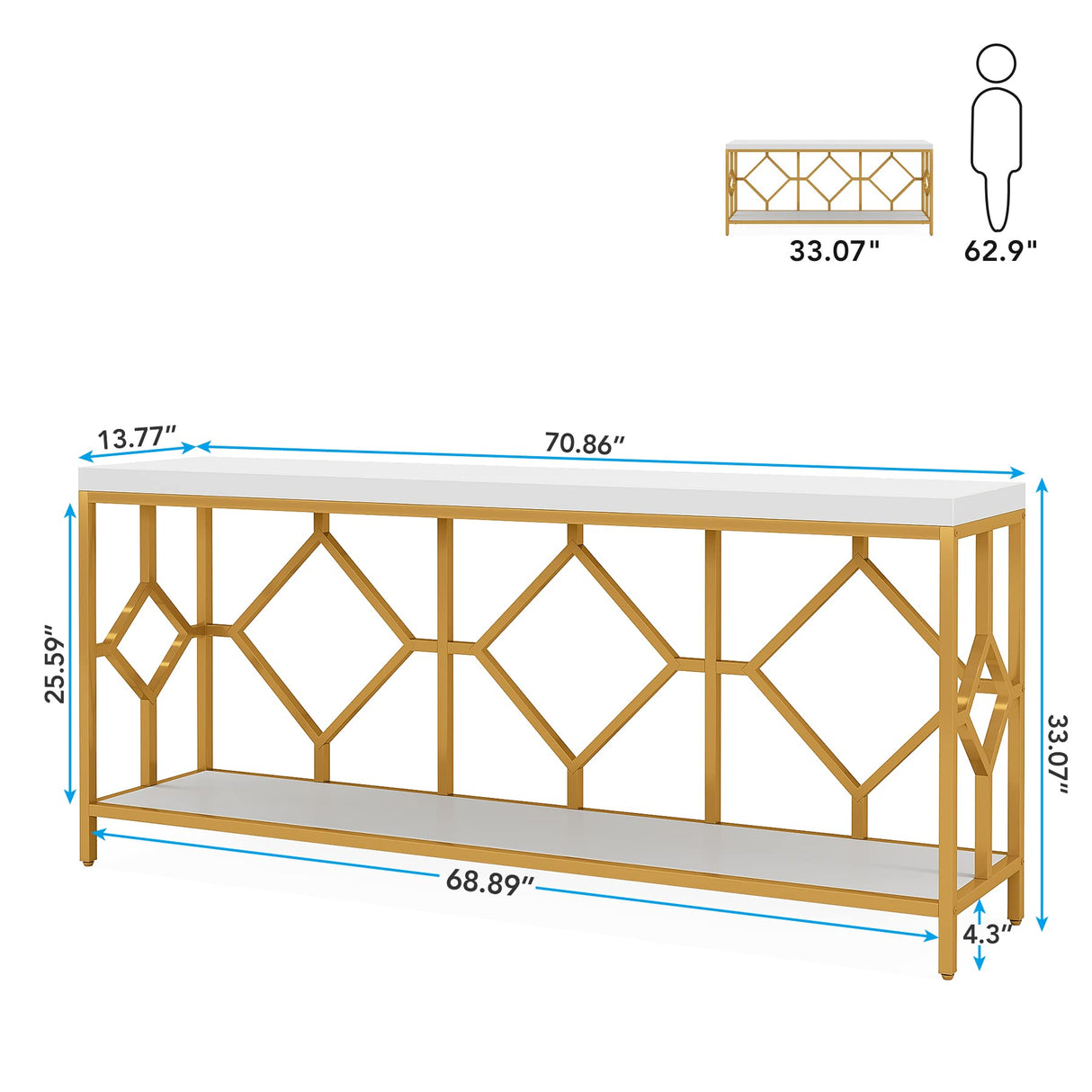 71 Inch Extra Long Sofa Table, Narrow Long Sofa Console Tables Behind Couch Table