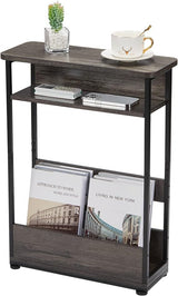 Side Table with Storage Shelf, 3 Tier Long End Table Slim Sofa Table for Narrow