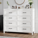 8 Drawer Dresser for Bedroom, Modern Dresser with Deep Drawers, Large White Dresser Farmhouse Wooden Double Dresser Chest of Drawers for Living Room, Hallway, Entryway (White, 8 Drawer)