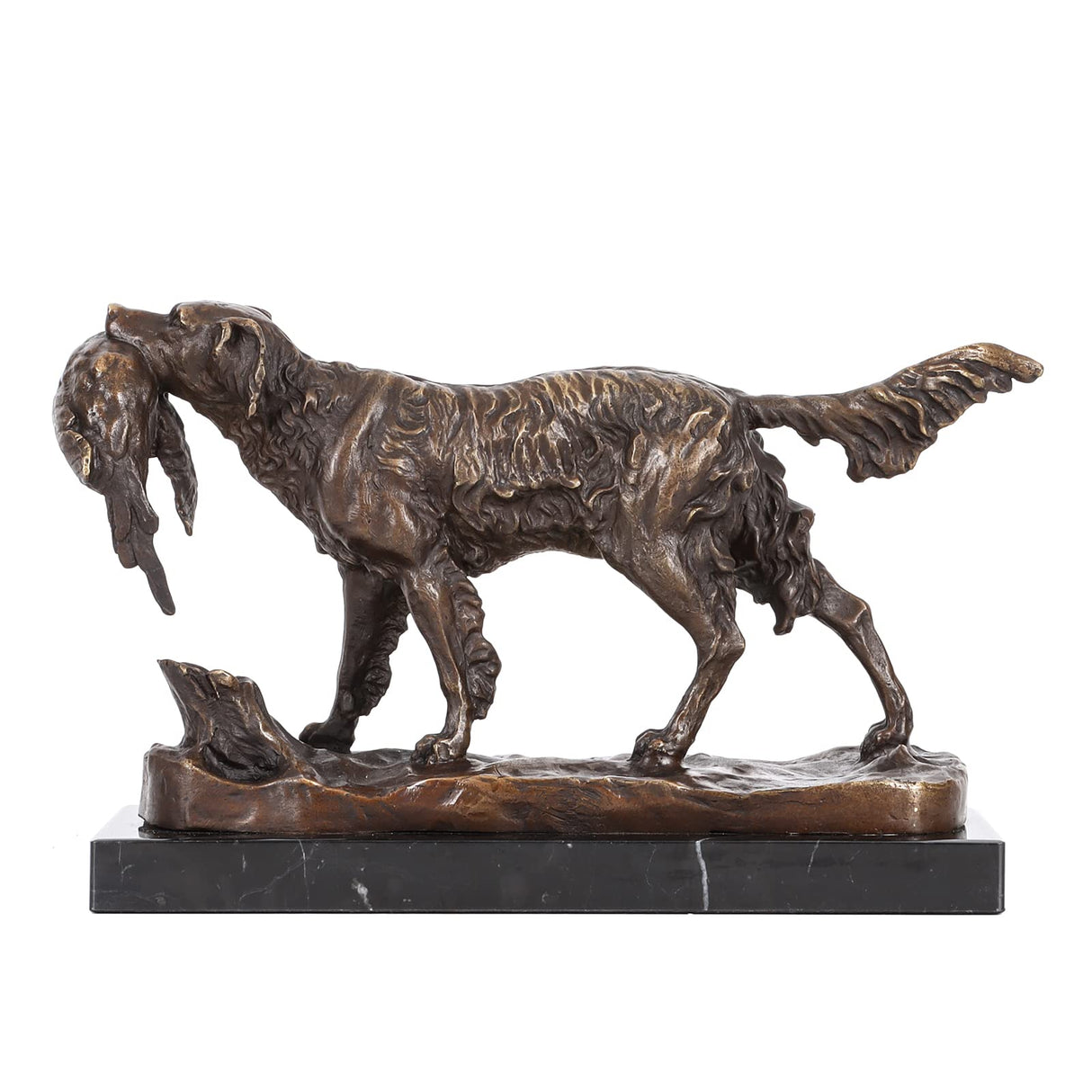 11.2" L Bronze Dog Hunting Statue Figurine Animal Sculpture Home Decor