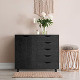 Amy 5 Drawer Chest, Wood Storage Dresser Cabinet with Wheels