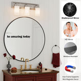 30 Inch Black Round Bathroom Mirror - Modern Metal Frame Wall Mirror
