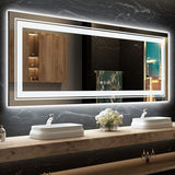 LED Mirror for Bathroom, 84"X32" with 8 RGB Backlit +3 Front Lit, Anti-Fog