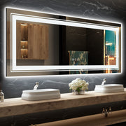 Bathroom Mirror,  with Front and Backlit, Anti-Fog, Large Bathroom Vanity Mirror