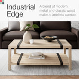 Industrial Rectangular Wood Coffee Table 2023 Collection - Living Room Furniture-