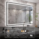 60x36 Inch Black Framed LED Bathroom Mirror with Anti-Fog