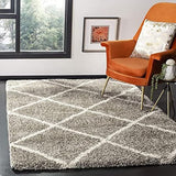 S Hudson Shag Collection Area Rug - 8' x 10', Ivory & Beige, Modern Trellis Design