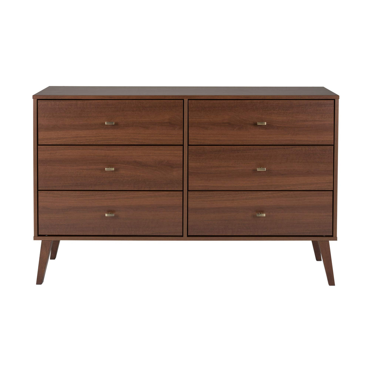 Milo Mid-Century 6 Drawer Dresser For Bedroom, 16" D x 52.50" W x 33" H, Cherry