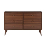 Milo Mid-Century 6 Drawer Dresser For Bedroom, 16" D x 52.50" W x 33" H, Cherry