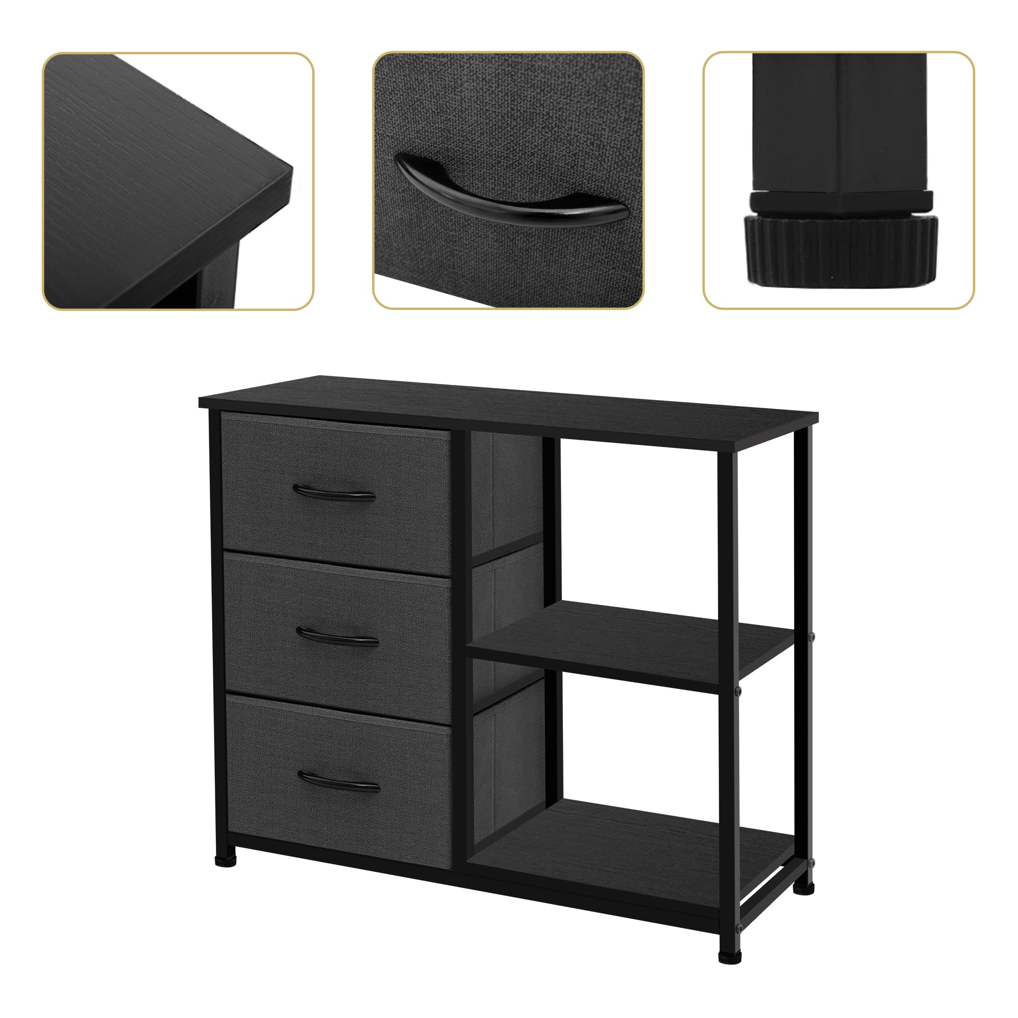 Rustic Brown Fabric Dresser, 4 Drawer Organizer Unit with 2 Shelves