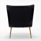 Thia Armless Velvet Accent Chair for Living Room, Elegant Seat with Nailhead Trim, Gold