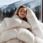 Goose Feather Down Comforter Queen Size - 900+ Fill Power Medium Warmth Duvet