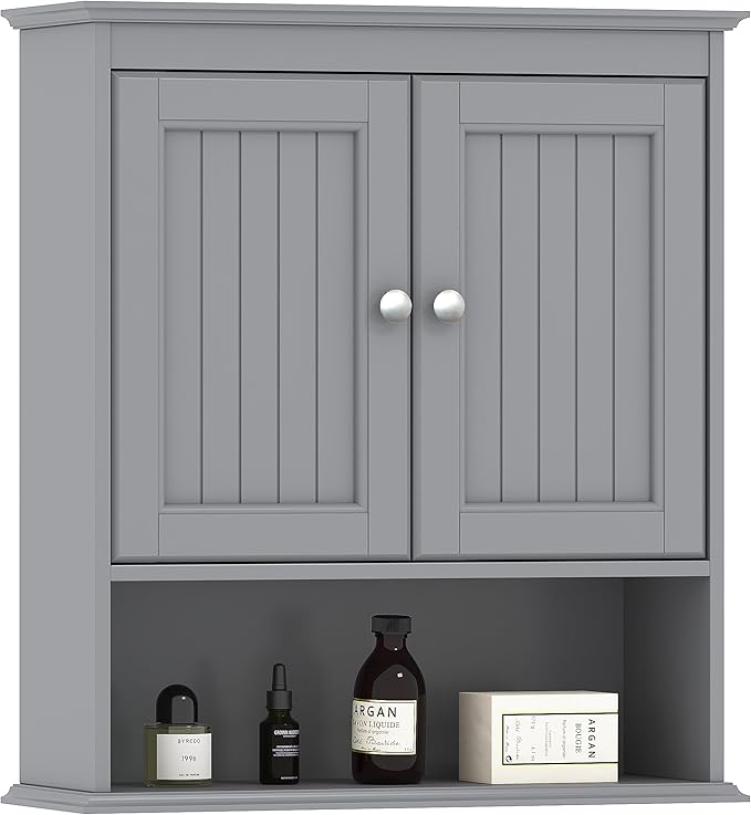 Bathroom Cabinet Wall Mounted with Doors, Wood Hanging Cabinet