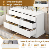 6 Drawers Dresser for Bedroom, White Modern Chest of Drawers