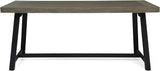 Toby Outdoor Acacia Wood Dining Table, Sandblast Teak Finish and Black