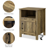 RRX Night stand Set of 2 Farmhouse End Table with Charging Station