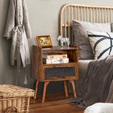 Nightstand, Side Table with Drawer Open Shelf