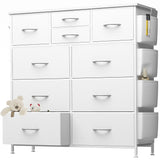 10 Drawer Dresser, Chest of Drawers for Bedroom, PU Dresser with Side Pockets