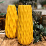 Iconic Scandi Ripple Vases, Set of 2, Bold Pop Yellow, Smooth Glazed