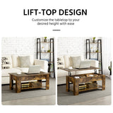 Rustic Coffee Table, Lift Up Coffee Table with Hidden Storage, Living Room Center Tables