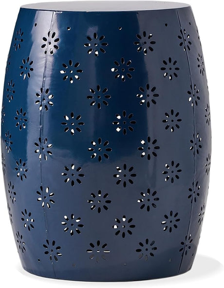 Lilac Outdoor 12" Iron Side Table, Dark Blue