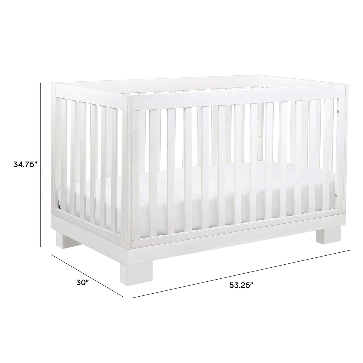 3-in-1 Convertible Crib with Toddler Bed Conversion Kit in White