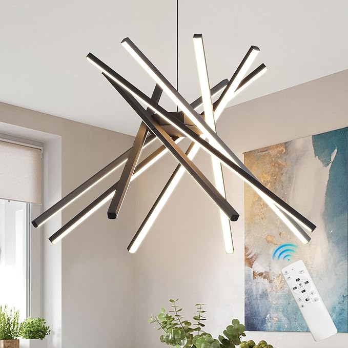 Gold Modern Chandelier Remote Control 2-Ring LED Chandelier Dimmable Pendant