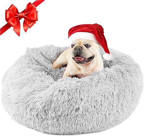 Dog Beds for Small Dogs, Donut Dog Bed with Blanket Attached