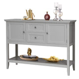 Buffet Sideboard, Wood Storage Cabinet, Console Table with Storage Shelf, 2 Drawers and Cabinets, Living Room Kitchen Dining Room Furniture, Wood Buffet Server (Grey)