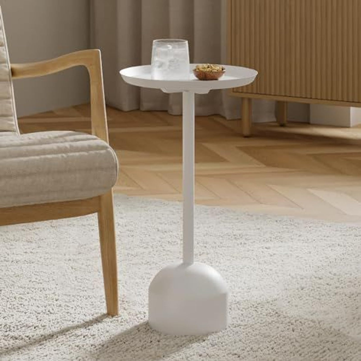 Round Metal Drink Table, Pedestal Drink Desk, Modern Home, Bedroom