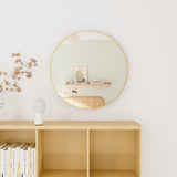 28" Wall Circle Mirror for Bathroom, Gold Round Mirror for Wall, Hanging Round Mirror