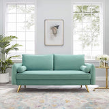 Revive Performance Velvet Sofa, Mint