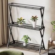 3-Tier Metal Plant Stand - Indoor/Outdoor Aluminum Shelf with Universal Wheel