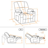 Fabric Electric Power Recliner Chair with Heat and Massage, Cup Holders, USB Charge