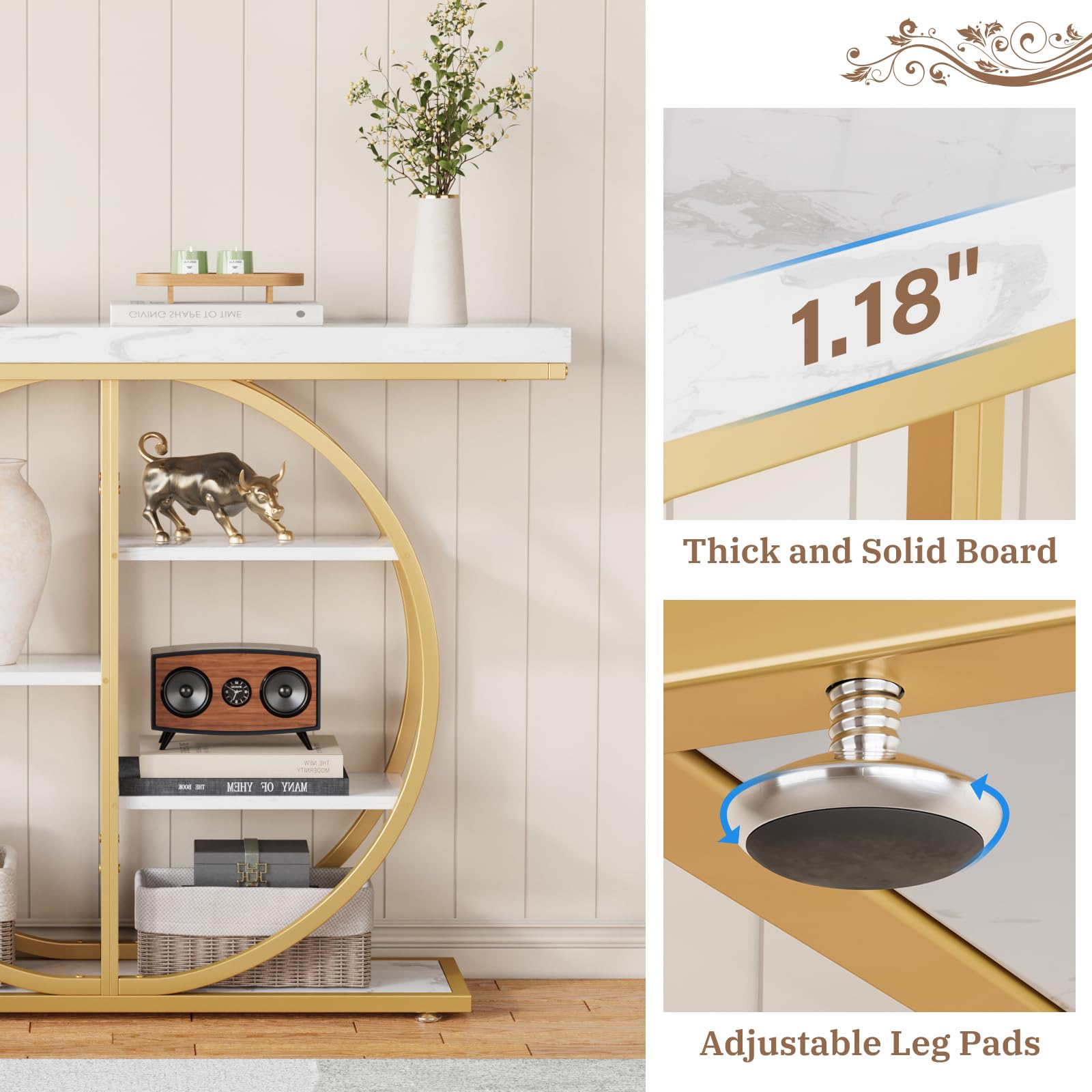 41.3" Industrial Console Table with Storage Shelves