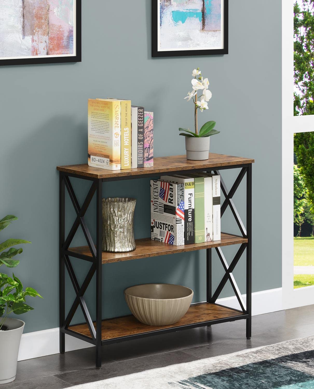 Convenience Concepts Tucson 3 Tier Bookcase, Barnwood/Black