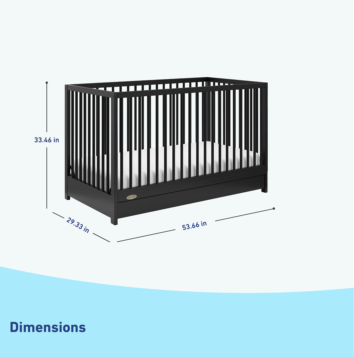 5-in-1 Convertible Crib with Drawer (Black) – GREENGUARD Gold Certified, Crib