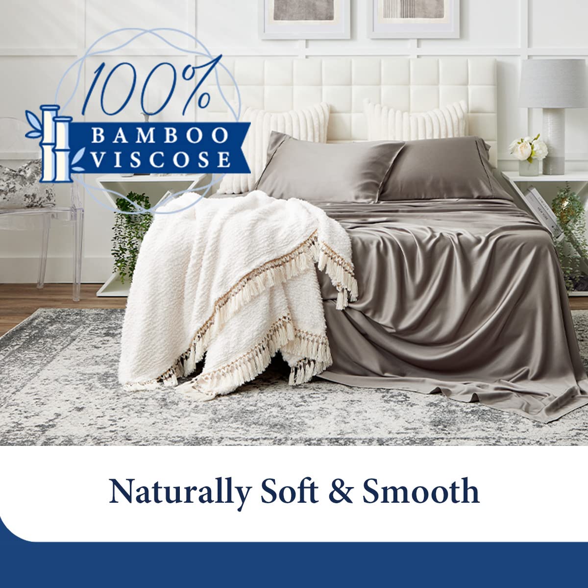 100% Rayon Derived from Bamboo Bed Sheet Set - Cooling, Breathable,