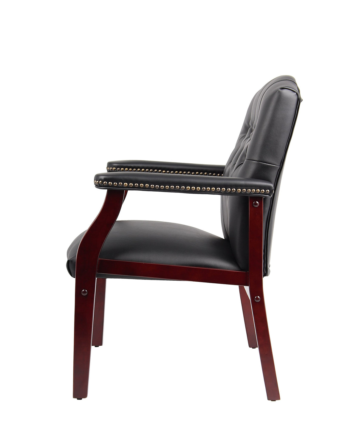 Ivy League Executive Guest Chair, Vinyl, Black