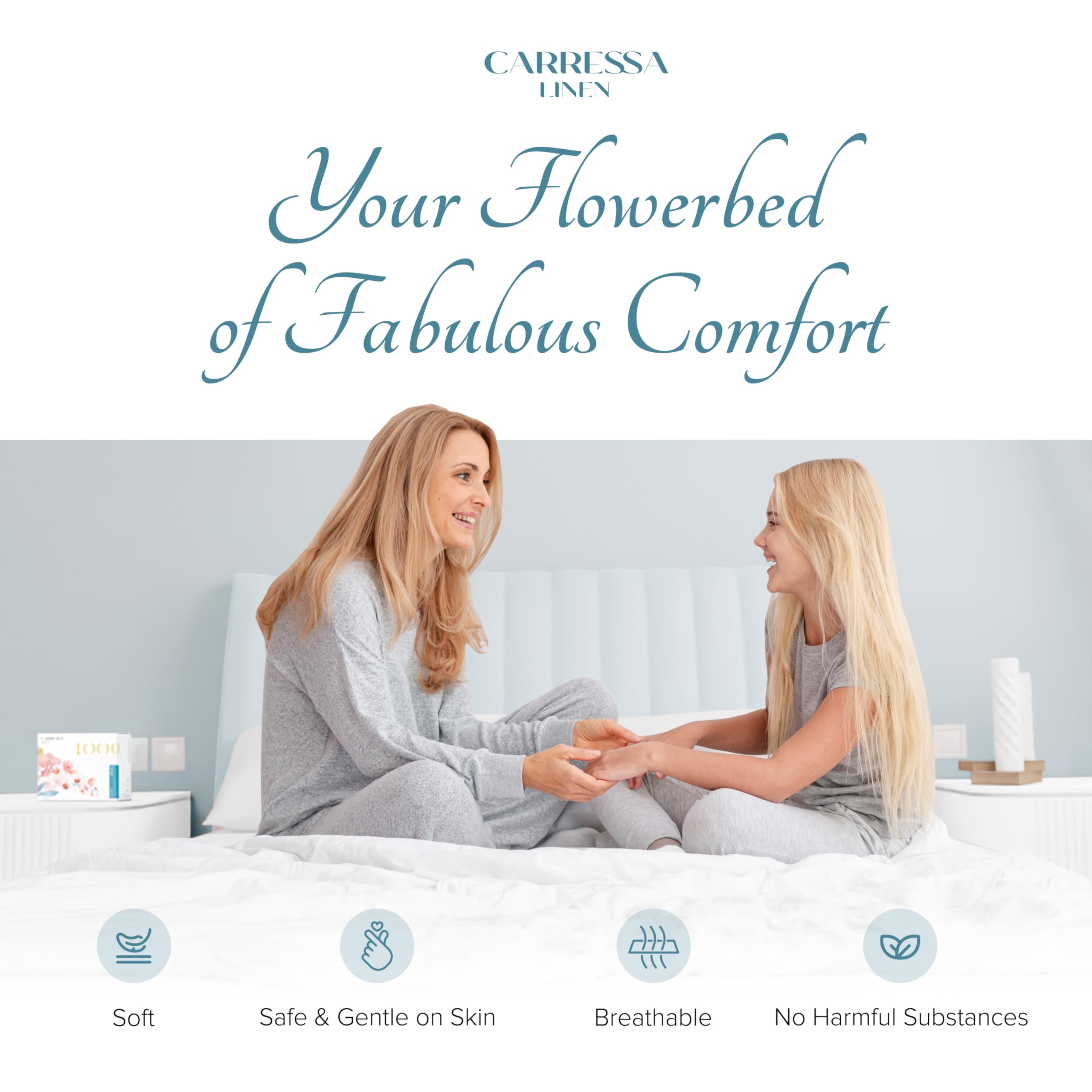 Luxury Egyptian Cotton Sheets King Size - 1000 Thread Count 4 Piece King