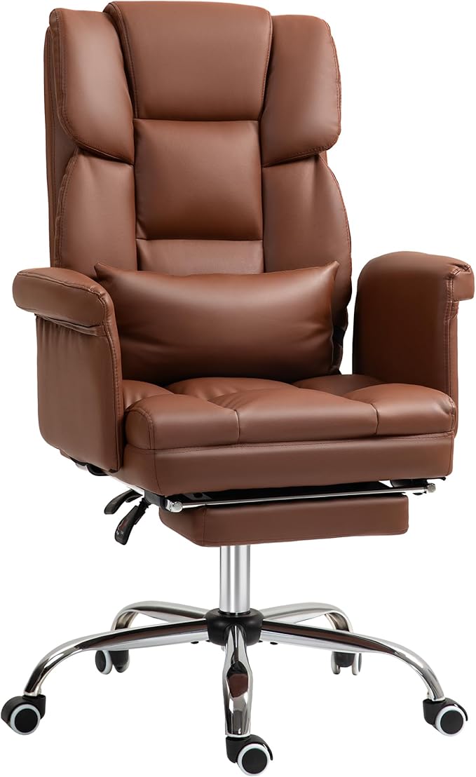 Executive Office Chair, PU Leather Ergonomic Office Desk Chair, Reclining and Swivel