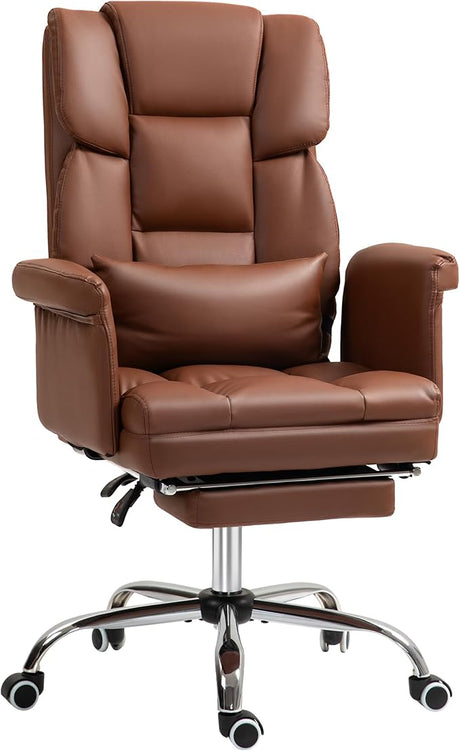 Executive Office Chair, PU Leather Ergonomic Office Desk Chair, Reclining and Swivel