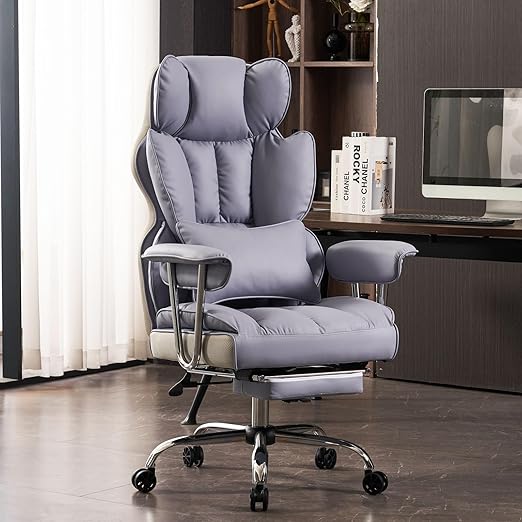 Desk Office Chair 400LBS, Big and Tall Office Chair, PU Leather Computer Chair,