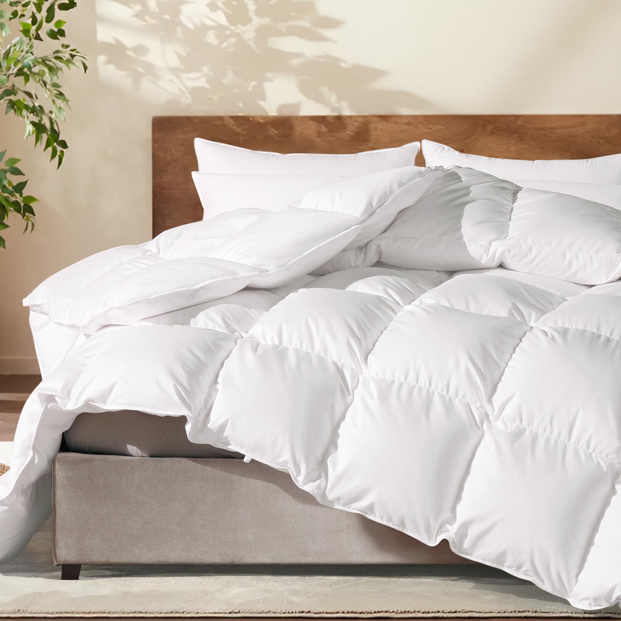 Feather Down Cotton Comforter King Size, All Season 100% Cotton Duvet Insert