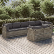 FAMIROSA 8 Piece Patio Lounge Set with Cushions Gray Poly Rattan,64.4 KG,3157426